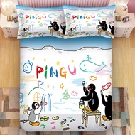Pingu fitted Bedsheet + pillowcase Bed set 3D printed size Single/Super single/queen/king