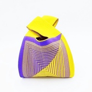 背心形針織條紋手提袋手提包