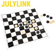 Julylink Wooden International Draught Checker Game Set Wood Chess Pieces W/Chessboard Toy