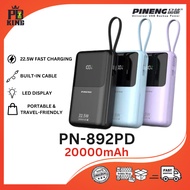 [3C CERTIFIED]  Pineng PN-892 PD (20000mAh) PD 22.5W, Built in Dual-Cable, Digital Display, fast-cha