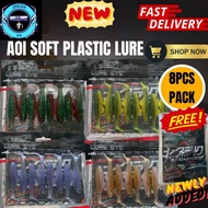 8PCS 6.5cm 2.7g AOI TPE SP Soft Plastic fishing lure bait Ikan Umpan casting haruan siakap toman