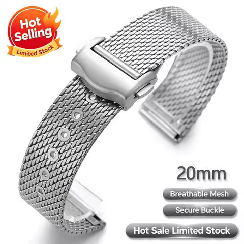 Premium Milanese Mesh Watch Strap 20mm Stainless Steel Breathable Metal Bracelet for Omega Seamaster