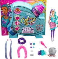 Barbie HBG41 Colour Reveal Balloon Hair Change Doll, Glitter Purple Playset with 25 Surprises for Ha