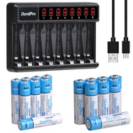 8 Slot Charger Suitable for AA AAA Ni-MH Electric Toy (DuraPro AA Rechargeable Battery)