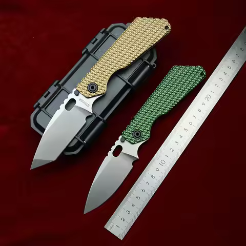 LEMIFSHE Strider Aluminum + TC4 Handle Carve Strider SMF Copper Washer AUS10 Blade Folding Knife Cam