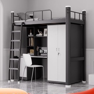 Bunk bed with desk underneath, apartment bed, college dormitory loft bed combination, small apartmen