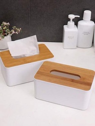一個件日式竹木紙巾盒塑料極簡創意多功能收納盒，適用於家居客廳桌面