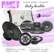 Paket Hemat VENOM Baby Diablo Audio Mobil Full Set Best Sound System Power , Subwoofer , Speaker.