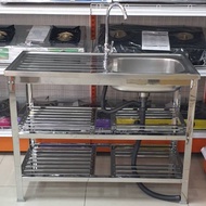 Daimon Diamond Brand Sink With Faucet Stainless Steel All Over 2 Layers Of Ground Size 100x50x77 Cm.