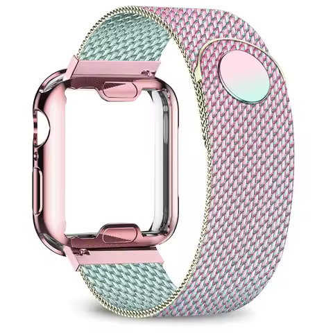 Case+strap For Apple Watch band 40mm 44mm iwatch 38mm 42mm Plated case+Metal belt Magnetic loop brac