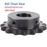 1pcs 04C Chain Gear 45# Steel 20/24/25/30/40 Tooth Keyway Bore Industrial Sprocket Wheel Motor Chain