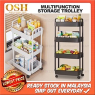MULTIFUNCTION STORAGE TROLLEY 3/4 Tier Trolley Rack Office Shelves Home Kitchen Rack w Plastic Wheel