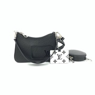 Louis Vuitton LV 黑色 marelle 水波紋 子母 腋下 肩背包