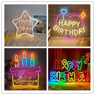 Happy Birthday Neon Light Logo Little Star Happy Birthday Light Logo, Dimmable Happy Birthday LED Lo