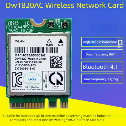 DW1820 QCNFA344A 5G Dual-Band Gigabit AC Notebook Wireless Network Card 4.1 Bluetooth NGFF