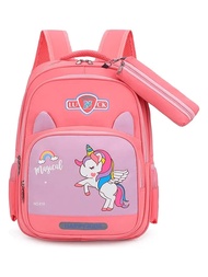 Mochila Escolar para niños con Lapicera Mochila Estudiantes para Primarias Segundarias Dinosaurio y Unicornio de bolsa escolar de dibujos animados