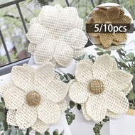 LOMC|Vintage Hessian Burlap Lace Flowers Bridal Wedding Decoration Rustic Craft