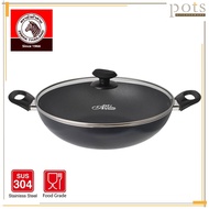 100% Original Zebra Thailand 泰国斑马牌 Wisdom Non Stick IH Frying Wok Pan with Glass Lid Kuali dengan Pe