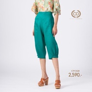 C&D - Linen Premium Big jinny pants กางเกงผู้หญิง ขาห้าส่วน สีเขียว C9Y2GR