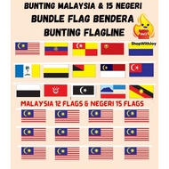 【ShopWithJoy】Flag Malaysia Bendera Malaysia Jalur Gemilang Bendera Negeri Bertali Flagline Bundle Bu