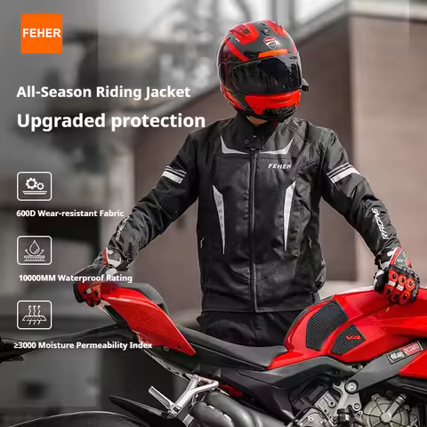 FEHER All Season Motorcycle Jackets Man 3-in-1 Removable Liner Waterproof Breathable and Keep Warm M