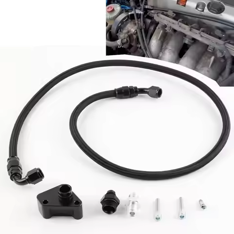 Type-S K-Swap Tuned Power Steering Line Kit Black For Acura 02-04 DC5 RSXEG EK DC Engine