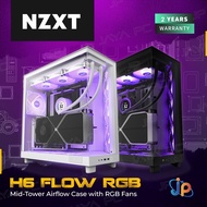 HITAM Nzxt H6 Flow RGB Gaming Case - Tempered Glass Casing - Black