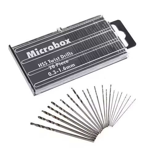 20Pcs 0.3-1.6mm Small HSS Drill Bits Set High Speed Steel Spiral Drill Bit Extractor Bit For Metal W