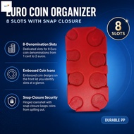 Euro Coin Storage Box 8 Slot Coin Holder Organizer Plastic Coin Purse Dispenser