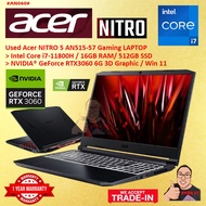 #AN060 USED ACER NITRO AN515-57 Gaming Laptop intel i7-11800H 16GB 512GB SSD NVIDIA RTX3060 RTX 3060