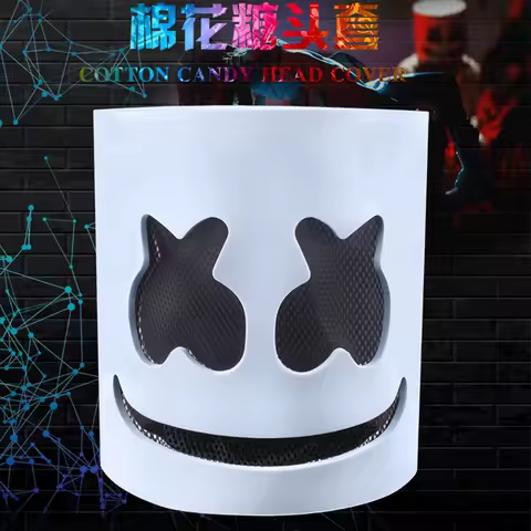 Fashion Luminous LED Mask DJ Costumes Accessories Glow Supplies Neon Light Marshmallow Mask For Musi