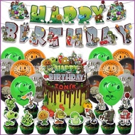 NS5 Plants vs Zombies theme kids birthday party decorations banner cake topper balloons set supplies