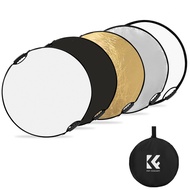K&F CONCEPT 80cm/32in Photography Collapsible Light Reflector 5-in-1(Translucent, Silver, Gold, Whit