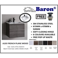 BARON A103 304 STAINLESS STEEL VANITY / BASIN CABINET FOR BATHROOM / TOILET