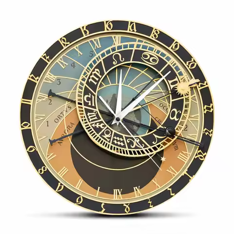 Czech Republic Prague Wall Clock For Bedroom Constellation Home Decor Watch Astronomical Printing Cl