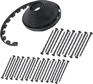 HOSTIC No-Dig Lawn Edgings Kit with 64 8in Anchor Spikes, 1.5in Tall, 100 Feet Long, Black for Outdo