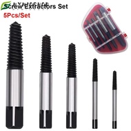 MIOSHOP 5Pcs Screw Extractors, 1/8" 1/4" 5/16" 7/16" 9/16" Bearing Steel Nut Extractor Set,  Househo