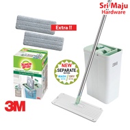 MAJU 3M Scotch Brite 360 Hands Free Flat Mop with Compact Bucket Self Clean Magic Mop Cleaning Floors Tiles Baldi Lantai