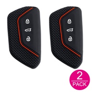 2x Silicone Car Key Fob Cover Case Holder Keychain For VW Golf 8 ID.3 ID.4 ID.7 ID.Buzz Tiguan Tayro