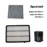 A 3Pcs Set For INFINITI Qx55(J55) 2.0T 2022- Qx50 2017 Cabin A/C Fresh Air Flow Engine Oil Filter Ki