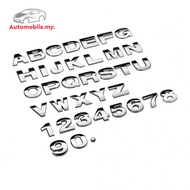 1 pc 25mm Silver Metal DIY 3D Alphabet Letter Digital Number Car Emblem Sticker R3OO