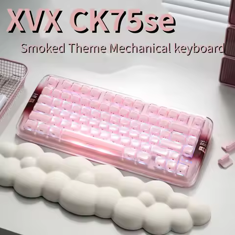 XVX CK75 SE Smoked Theme Mechanical Keyboard 75% Tri-Mode Crystal Jelly Acrylic Pink Frame Keyboard 