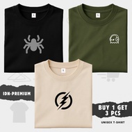 BUY 1 GET 3 PCS - Men's and Women's Distro T-Shirts Short Sleeve T-Shirts - Silver Spider Icon - Whi