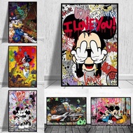 Disney Luxury Art Mickey Mouse And Donald Duck Fashion Graffiti Wall Art Poster Painting On Canvas P