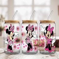 1Pcs  Disney brand Water cup with lid and straw 16 oz Coke cup Mickey Minnie Donald Duck Goofy shape