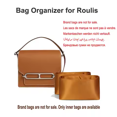 Satin Bag Organizer Insert For Hermes Roulis,Soft Lightweight Handbag Liner Shaper Multi‑Pockets, Sm
