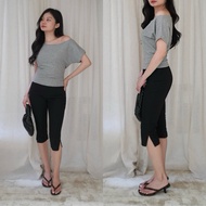 WITH EASE - Capri Pants | High Waisted Mid Calf Pants | Bottoms CasualWanita 7/8