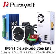 Puraysit Nema34 Hybrid Closed-Loop Step Motor Kits 2HSS86H 86J1880EC 4.5NM 8.5NM 12NM and Mach3 Card