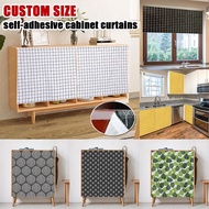 Sink Cabinet Curtain No Need Perforate Dustproof Self Adhesive Kitchen Door Window Cover