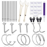 20g Nose Septum Piercing Kit 18g Needles Disposable Clamps Gloves Clean Pads for Home Diy